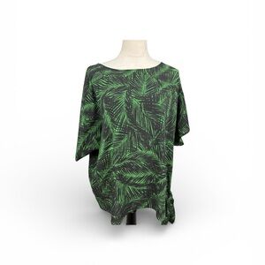 Michael Kors green topical print top with tie on the side size 1X